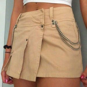 Tan guess wrap jean skirt